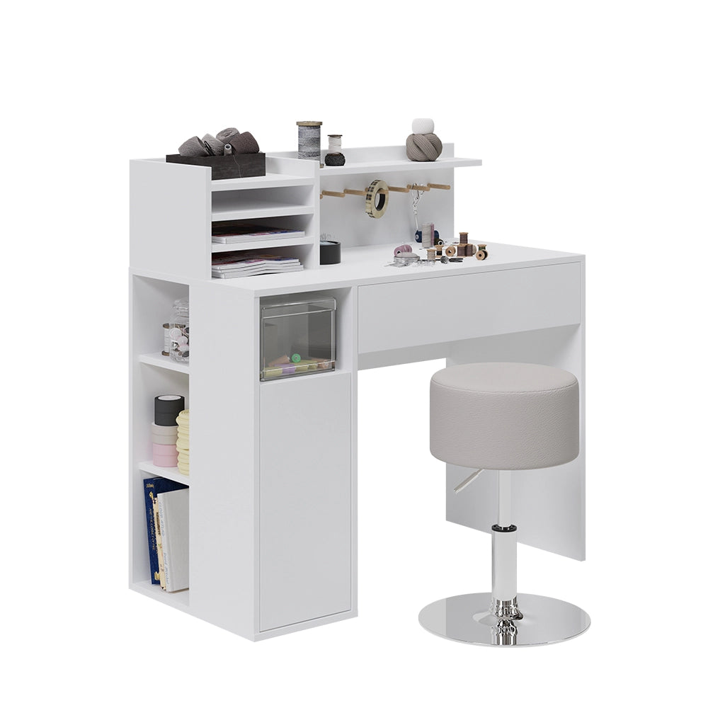 Vicco Scrivania Bianco 2 parti, con sgabello