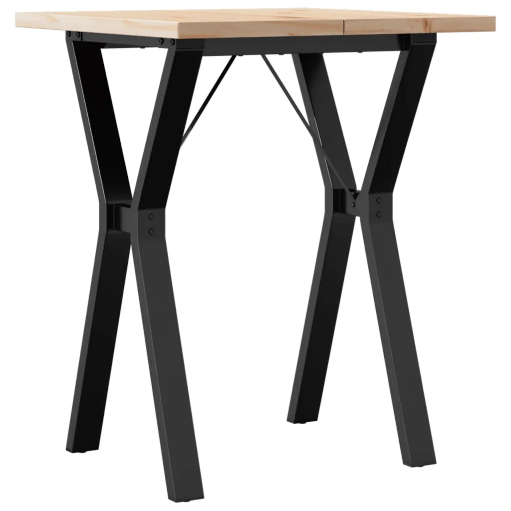 Tavolo da Pranzo Telaio a Y 60x60x75,5 cm Legno Pino e Acciaio