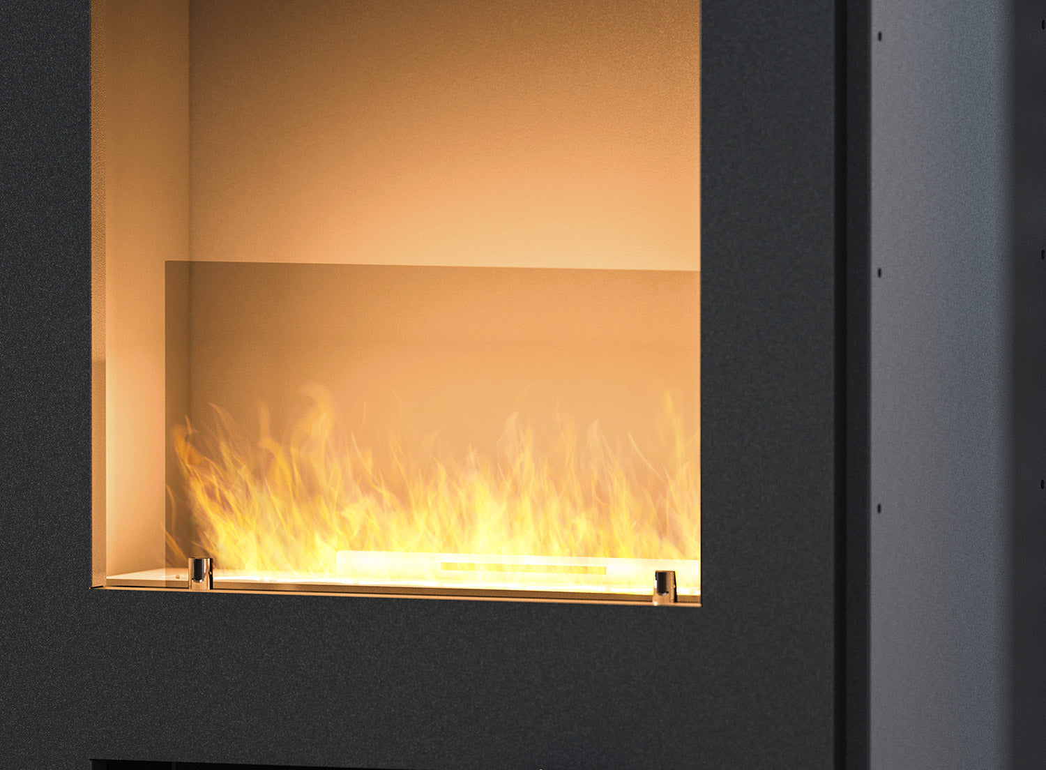 Camino a Bioetanolo da Pavimento 60x34x125 cm Incoza Nero con Vetro