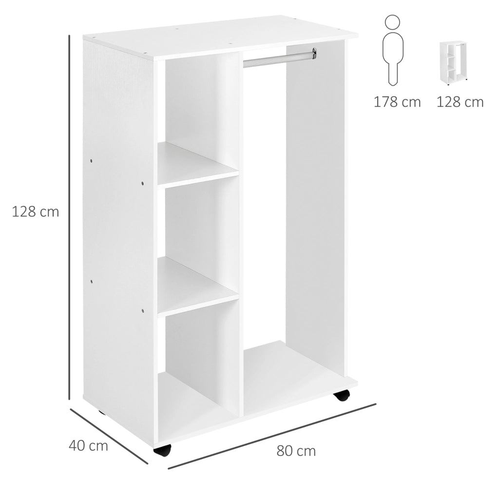 Armadio con Rotaie e Ripiani ¨C Zephmum ¨C Bianco 80x40x128 cm