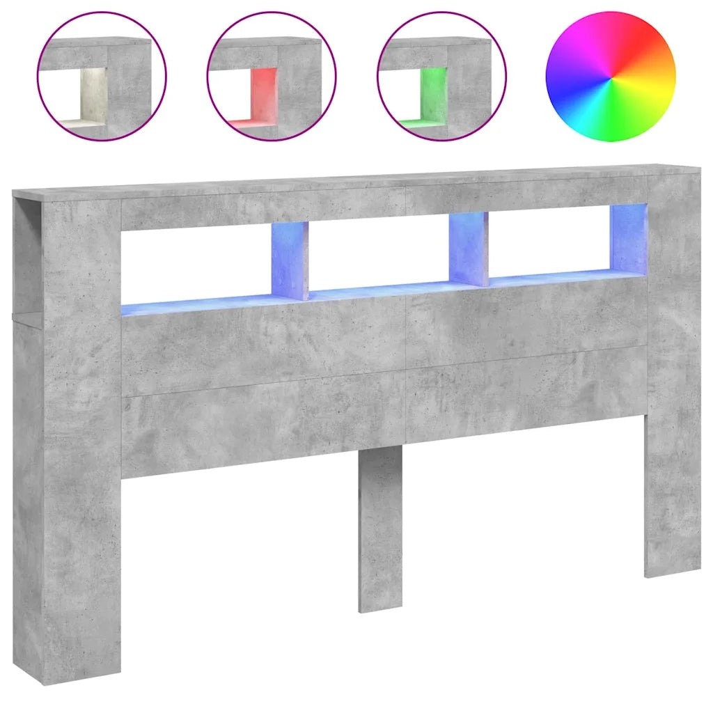 Testiera LED Grigio Cemento 180x18,5x103,5 cm Legno Multistrato 837361