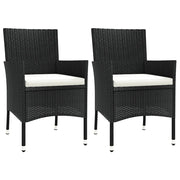 Sedie da giardino con cuscini 2 pz | Sedie da Esterno nere in polyrattan (solo UK/IE/FI/NO)