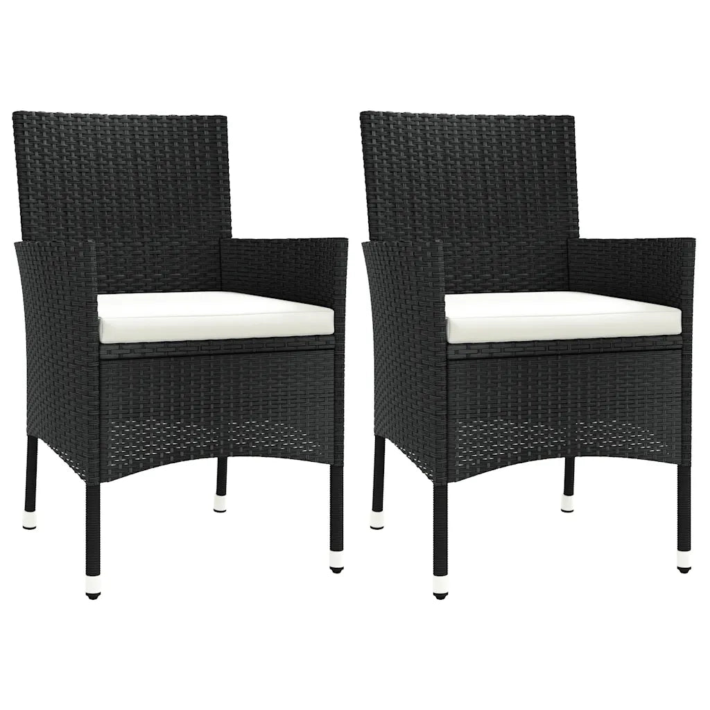 Sedie da giardino con cuscini 2 pz | Sedie da Esterno nere in polyrattan (solo UK/IE/FI/NO)