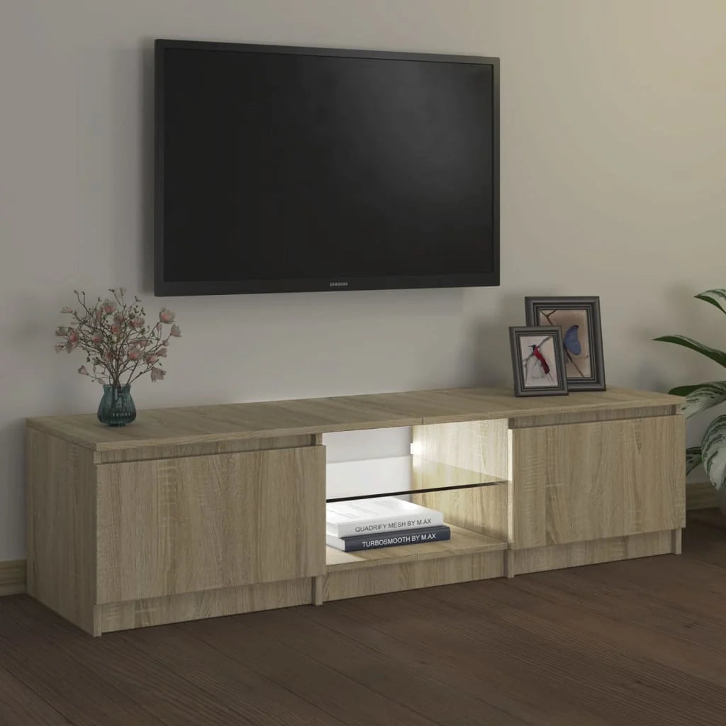 Mobile TV multimediale mensola TV credenza mobile TV sala da pranzo soggiorno camera da letto con luci LED rovere Sonoma 140 x 40 x 35,5 cm marrone 02_0026762