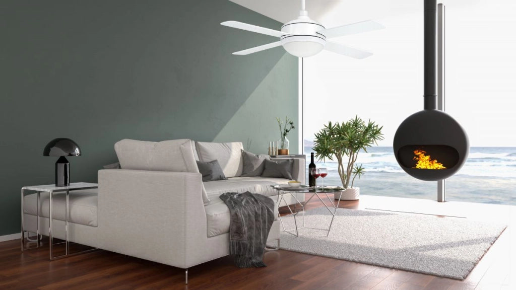Vam Ventilatore da soffitto 4 bianco con luce e telecomando con sensore temperatura 132 cm