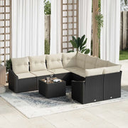Set di divani con cuscino 9 pcs Nero e Crema polyrattan 3355326