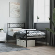 Giroletto con Testiera e Pediera Metallo Nero 90x200 cm 372288