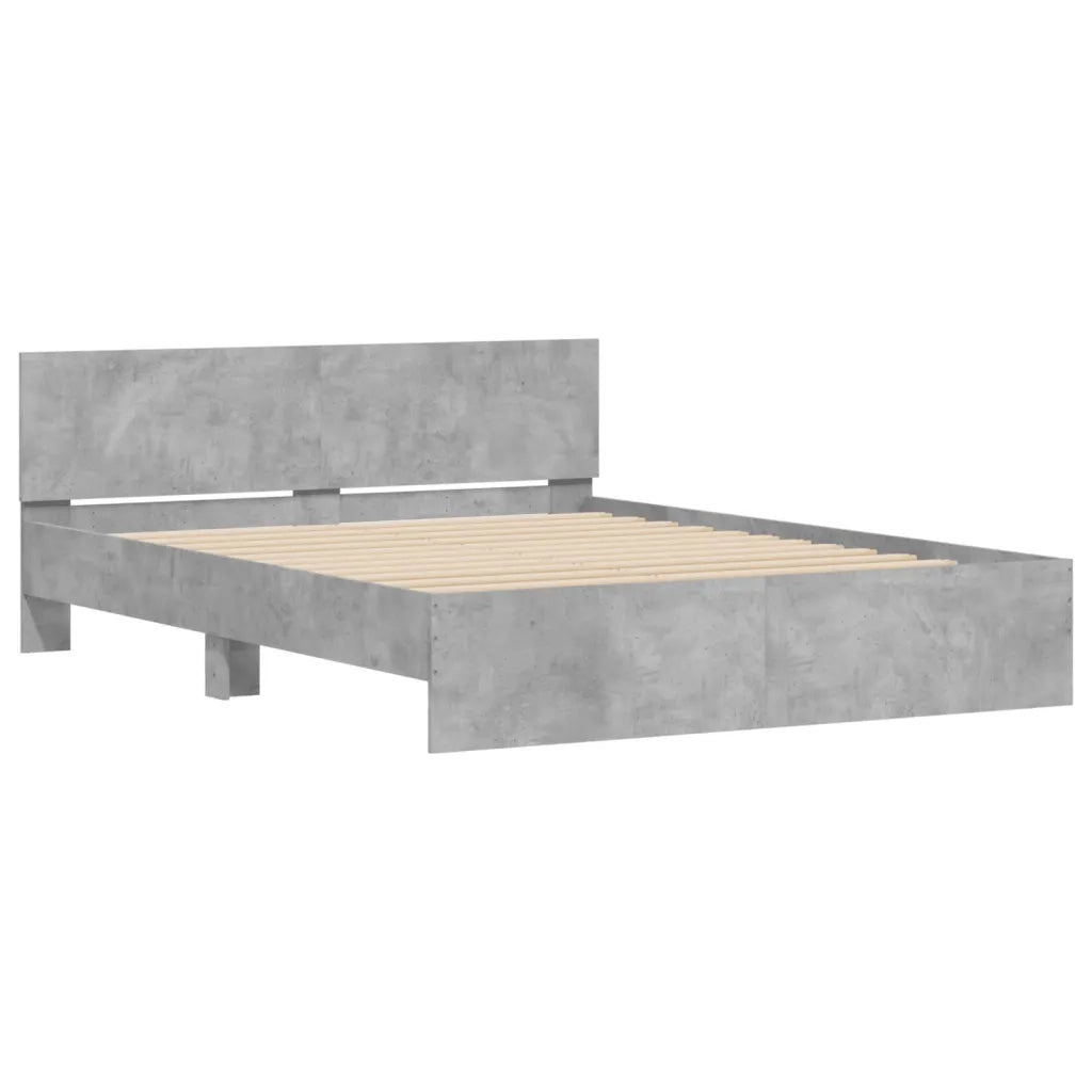 Giroletto con Testiera e LED-Struttura Letto con testiera Grigio Cemento 160x200 cm 480806