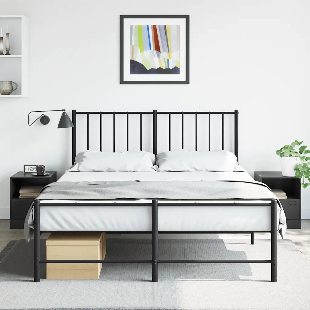 Comodini 2 pz-Set di 2 Tavolino da notte Neri 34,5x39x44 cm in Acciaio 151214