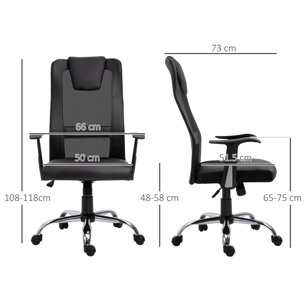 Sedia da ufficio ergonomica girevole con schienale a S, supporto lombare e cervicale, seduta imbottita in pelle nera
