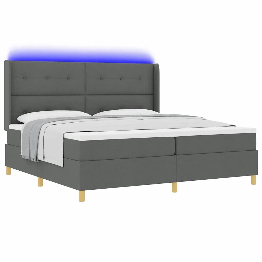 Letto a molle con strisce LED Grigio 200 x 200 cm Tessuto 3343715