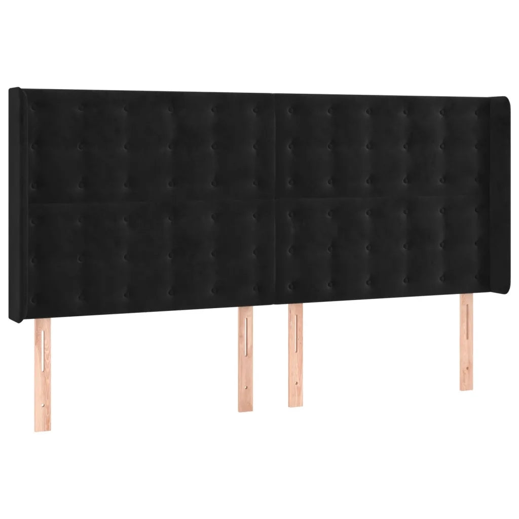 Testiera | Testata a LED Nera 183x16x118/128 cm in Velluto