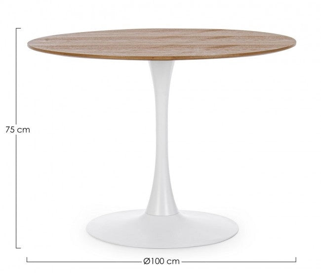 Tavolo Ø100x75h cm Bloom Top Veneer