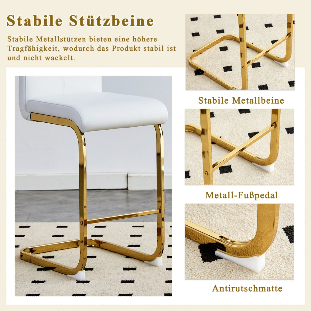 SGABELLO ALTO Set da 2 pezzi 96,5 cm PU bianco e oro