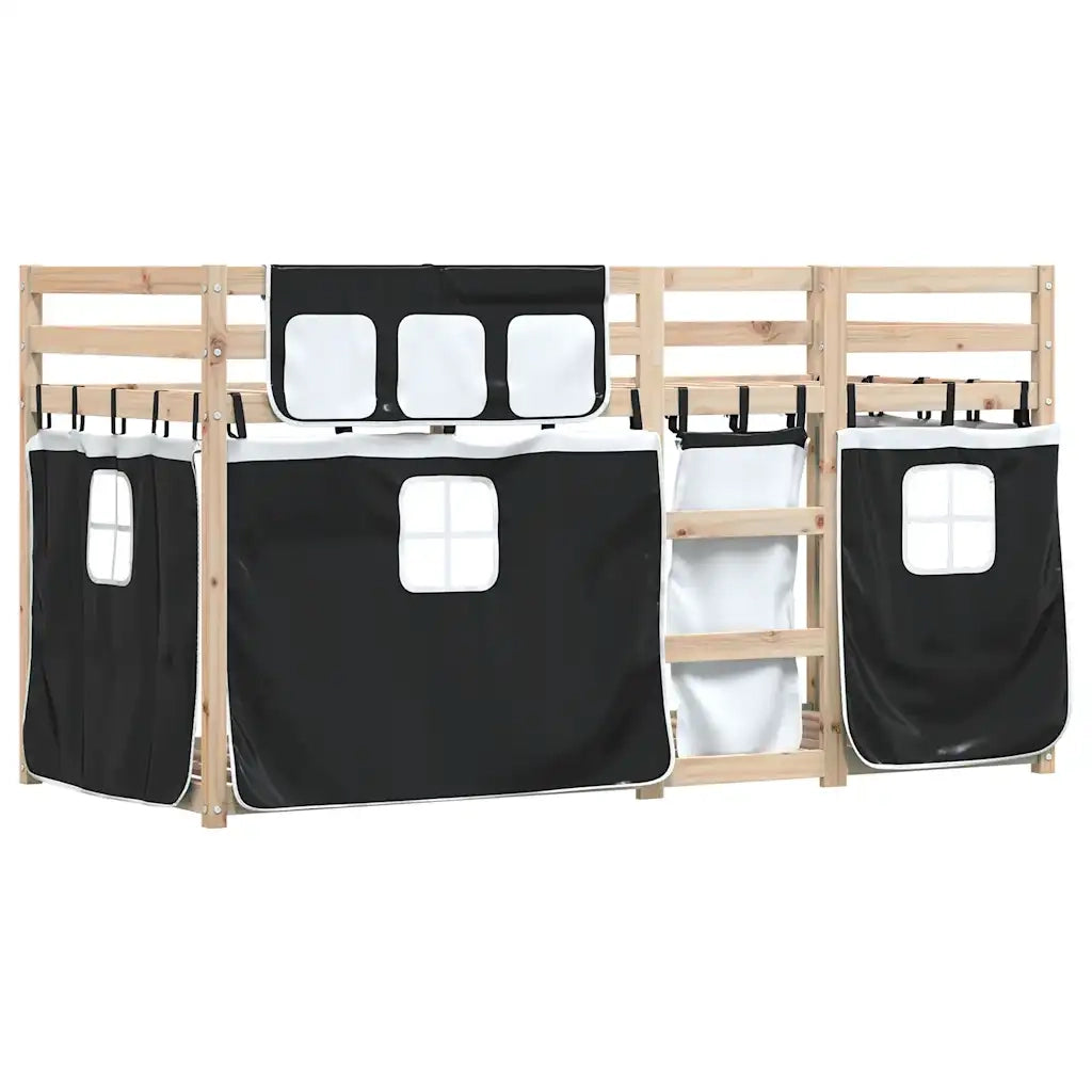 Letto a Castello senza Materasso Bianco e Nero 90x200cm in Pino 3283892