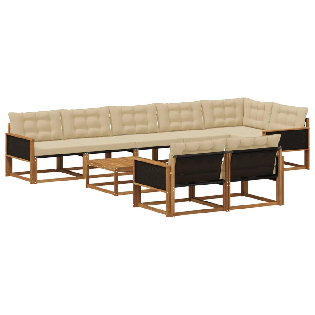 Set di divani da esterno con cuscino 9 pcs Naturale e Beige 3381513