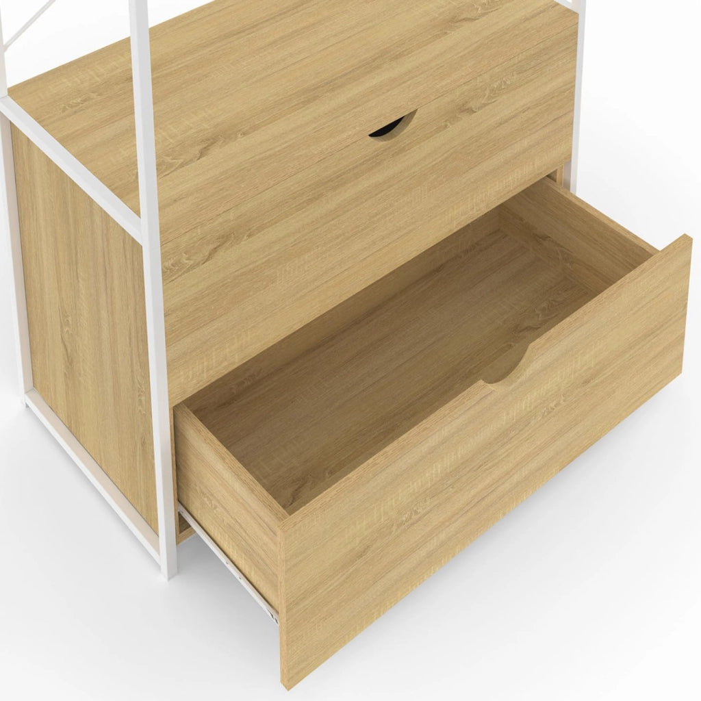 Armadio a 2 cassetti L. 80 cm DETROIT design industriale legno e metallo bianco