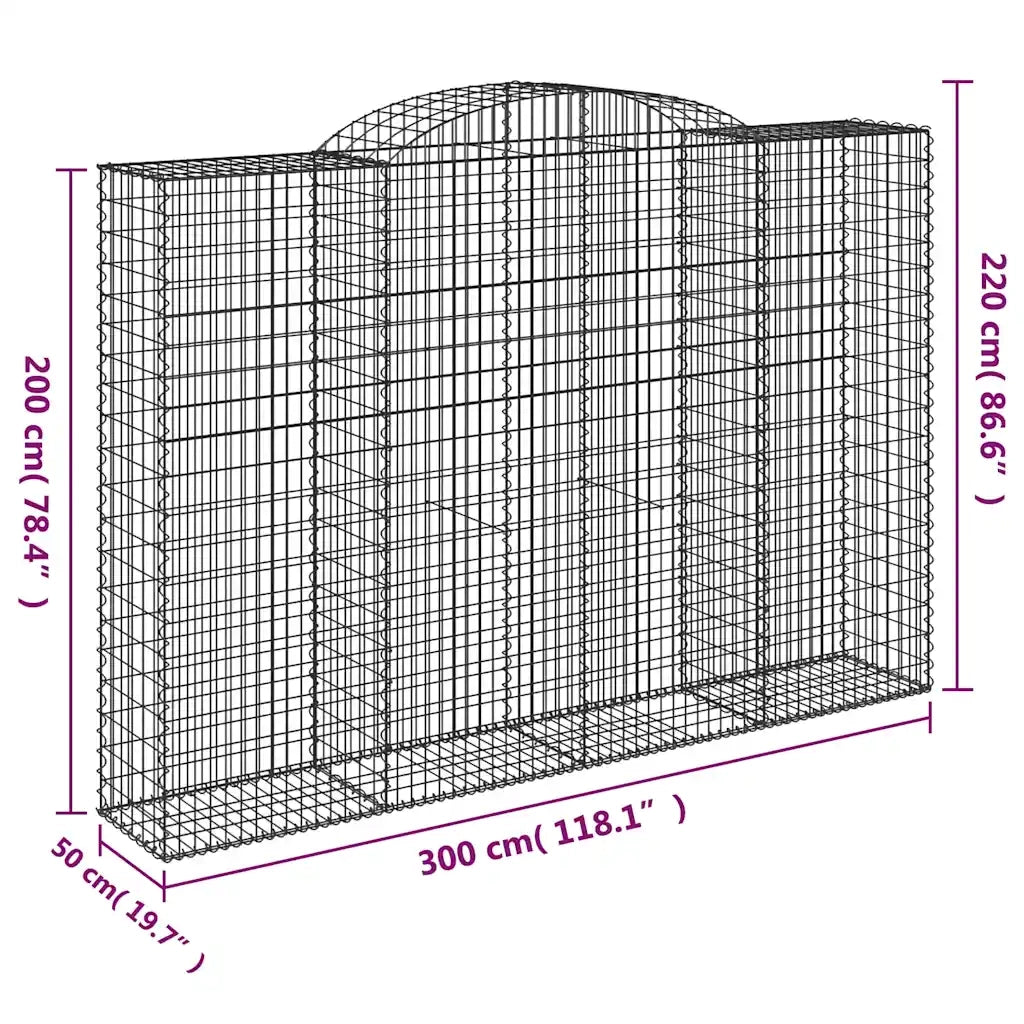 Cesti Gabbioni ad Arco 12 pz 300x50x200/220 cm Ferro Zincato 3146801