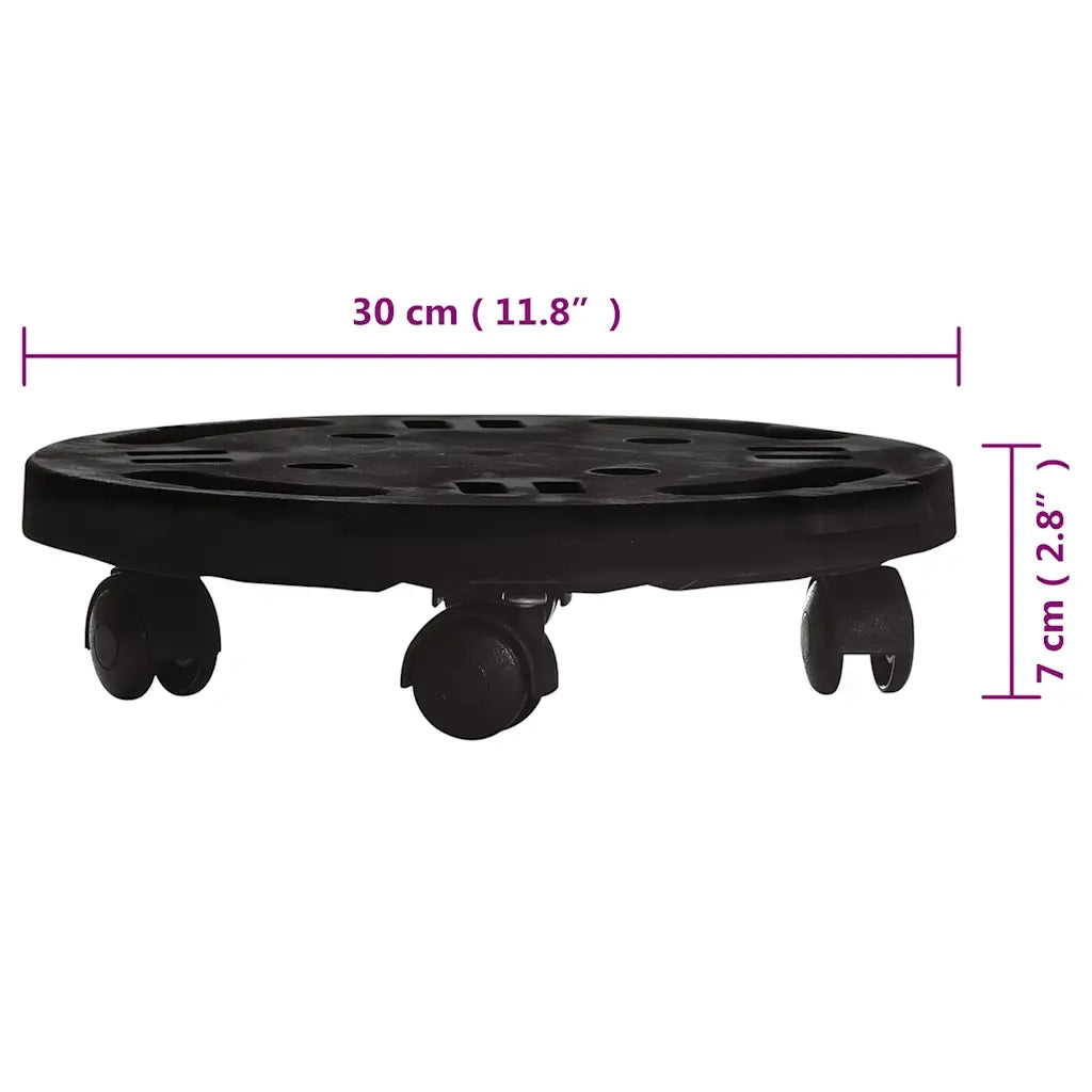 Carrello per Piante con Ruote Diametro 30 cm Nero 170 kg 151829