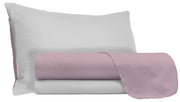 Set Lenzuola 1 Piazza e Mezzo Sopra Sotto e Federe Doubleface Rosa Antico/Grigio Chiaro