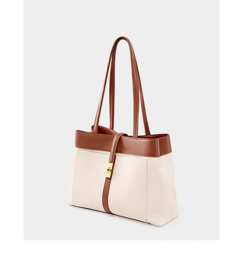 Borsa tote da donna in vera pelle marrone