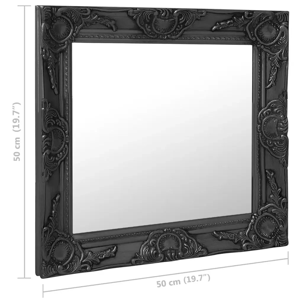 Specchio da Parete | Specchio decorativo Stile Barocco 50x50 cm Nero