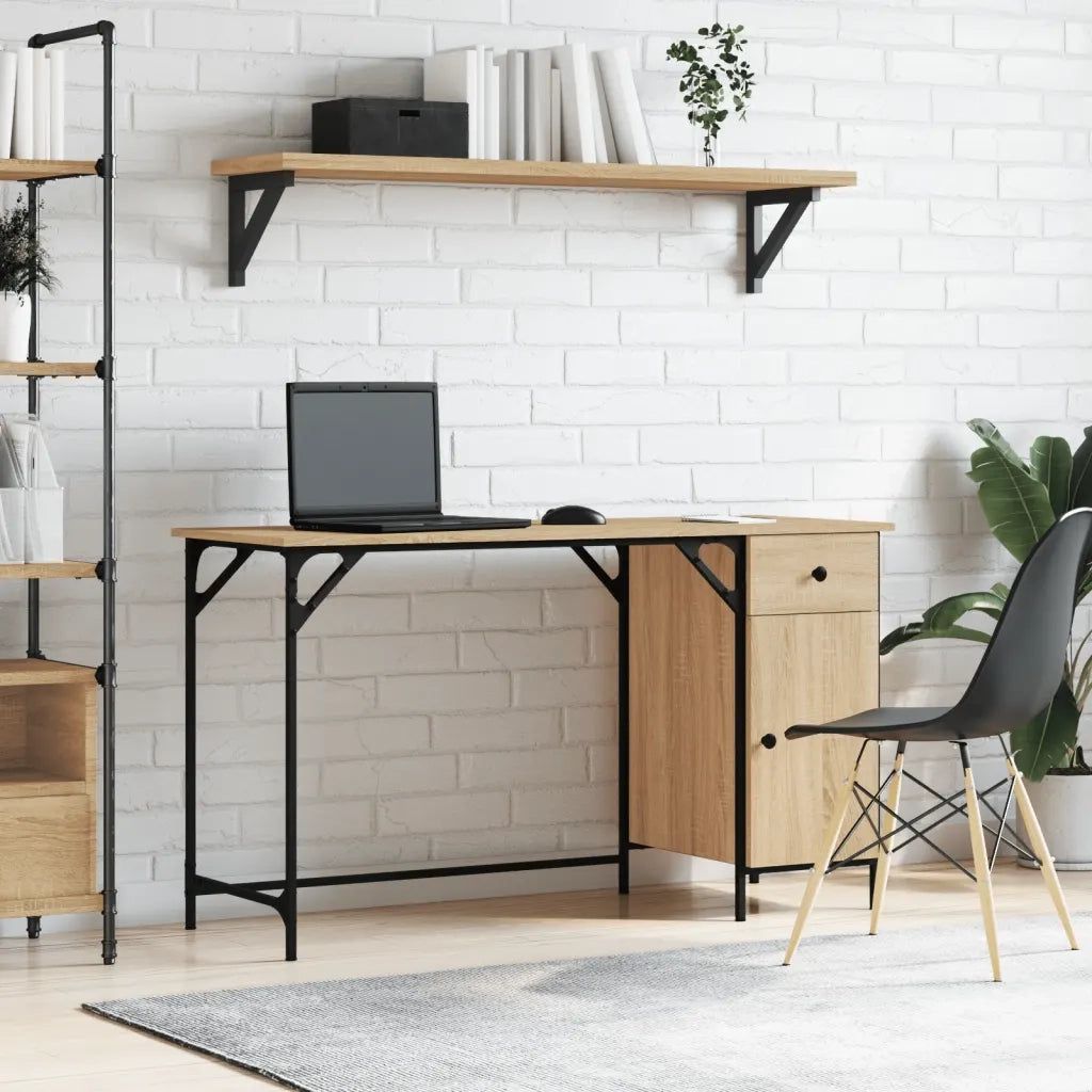 Scrivania | Tavolo da Ufficio Computer Rovere Sonoma 131x48x75 cm Legno Multistrato