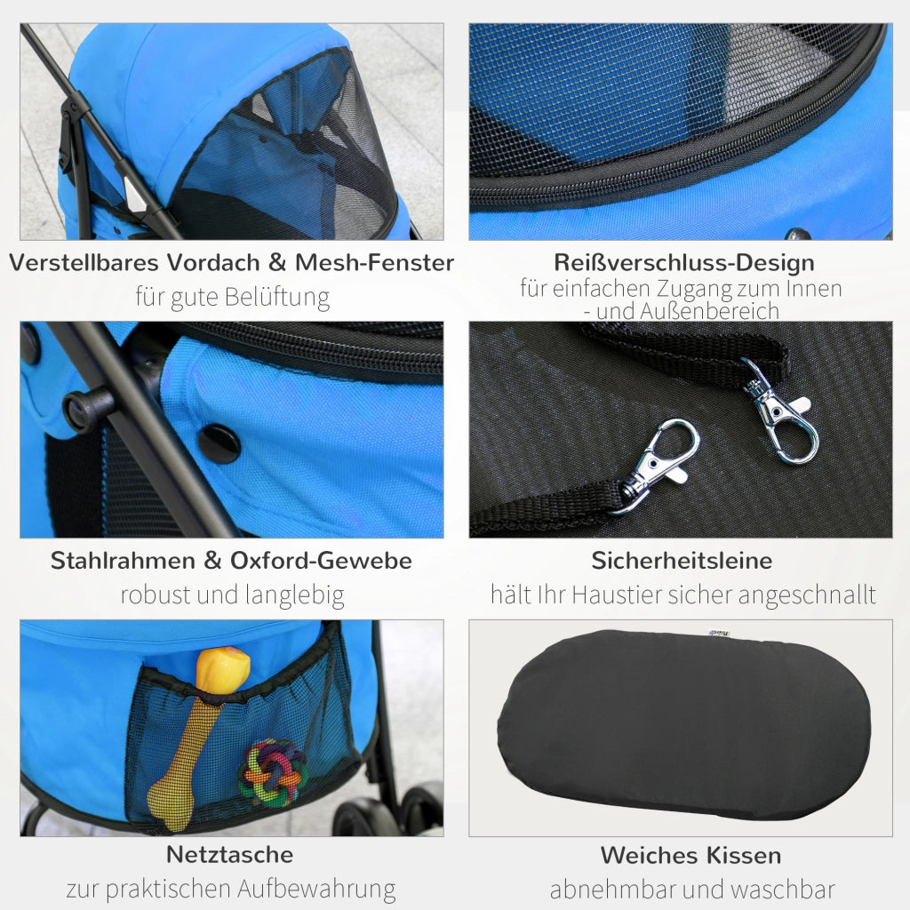 Carrello per Cani ¨C zephmum ¨C Blu/Nero 82x47x97 cm
