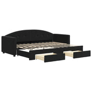 Divano letto | Sof¨¤ letto | Letto singolo Estraibile con Cassetti Nero 80x200 cm in Velluto