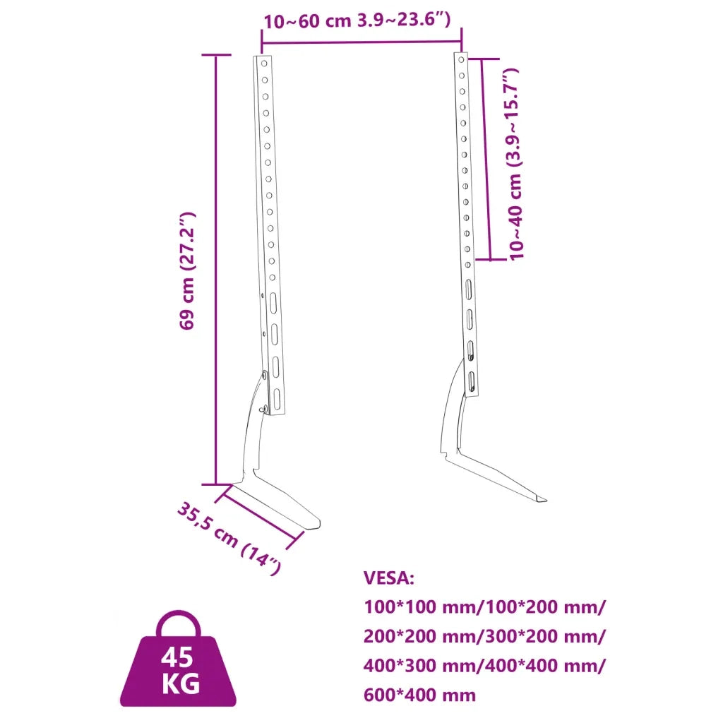vidaXL Supporti TV 2pz per Schermo 37"-75" Max VESA 600x400 mm 45kg
