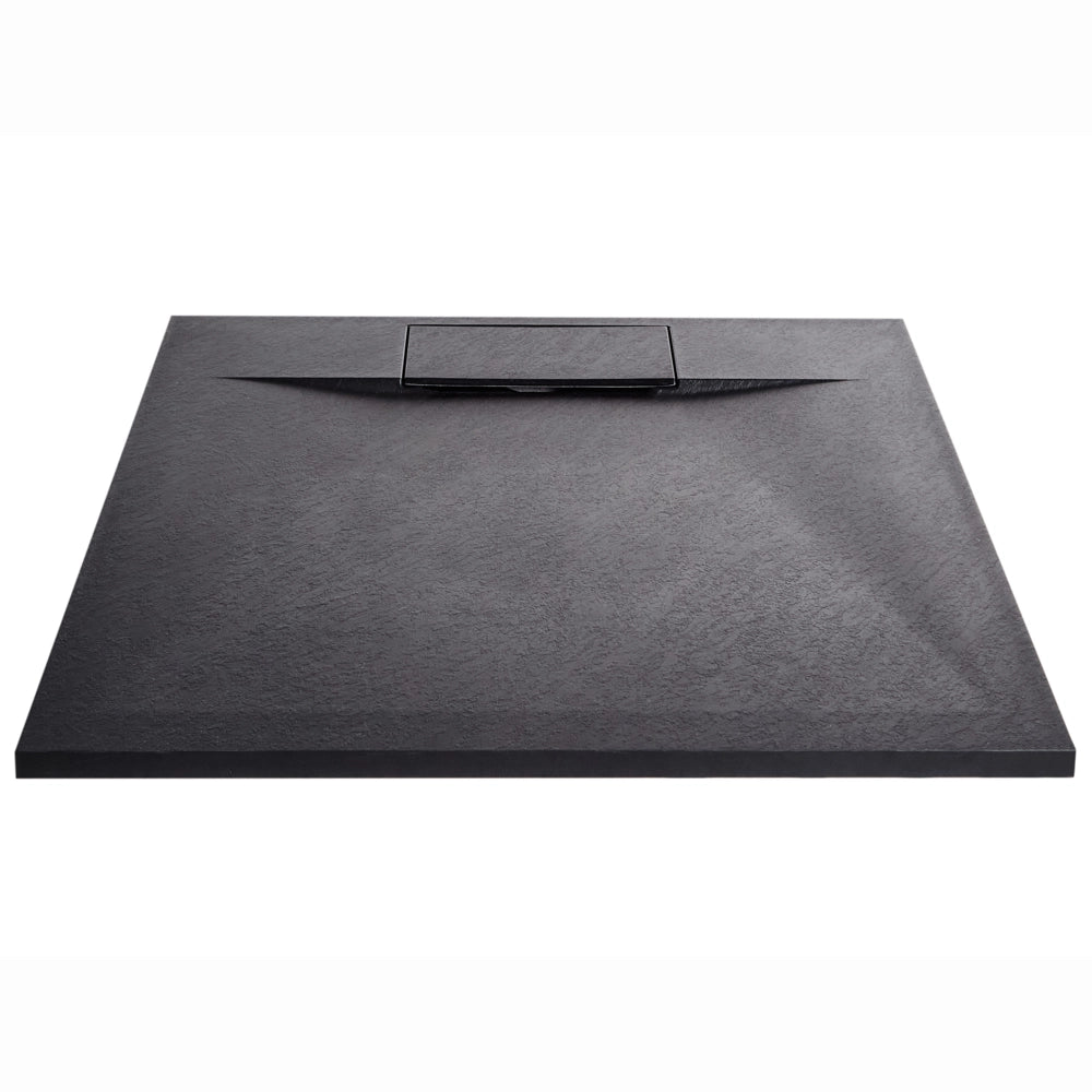 Piatto doccia con scarico nero SMC 80 x 80 x 3 cm effetto pietra naturale minimalista