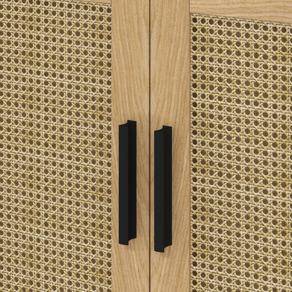 Mobiletto sottolavabo con ante in effetto rattan, struttura in legno, 60 x 39 x 60 cm, colore rovere