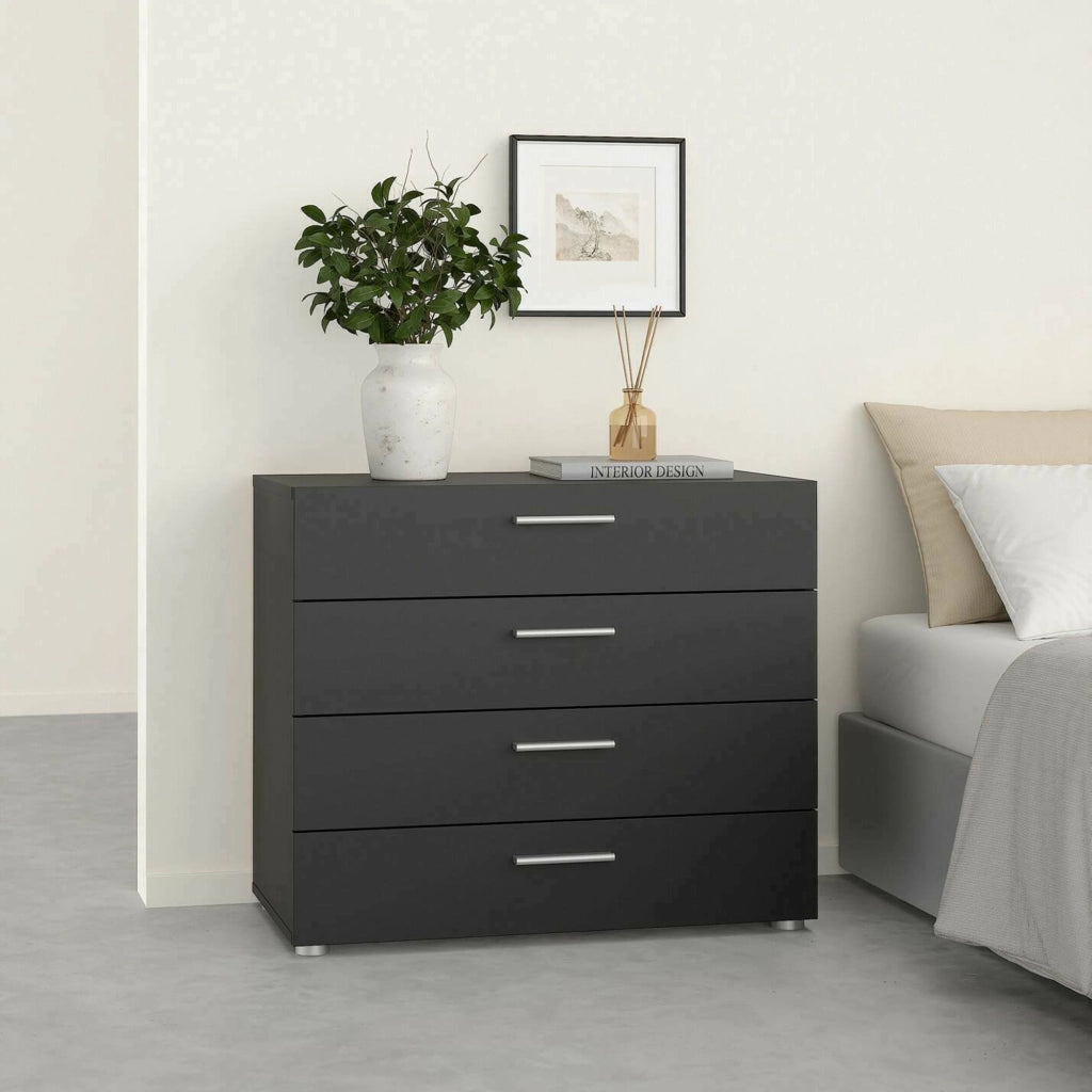 Cassettiera Arwen, Settimino multiuso, Comò camera da letto, Mobile con cassetti, 80x40 h68 cm, Nero