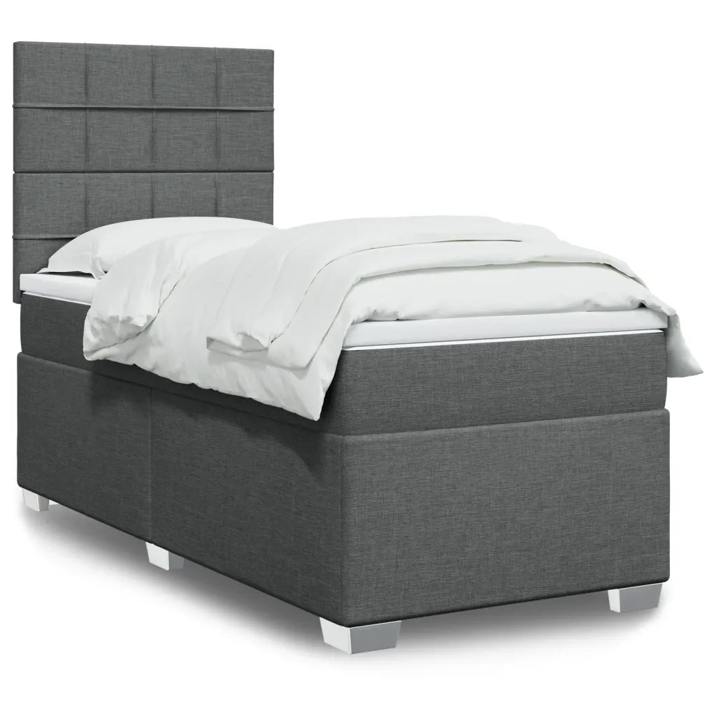 Giroletto a Molle con Materasso Grigio Scuro 100x200 cm Tessuto 3290400