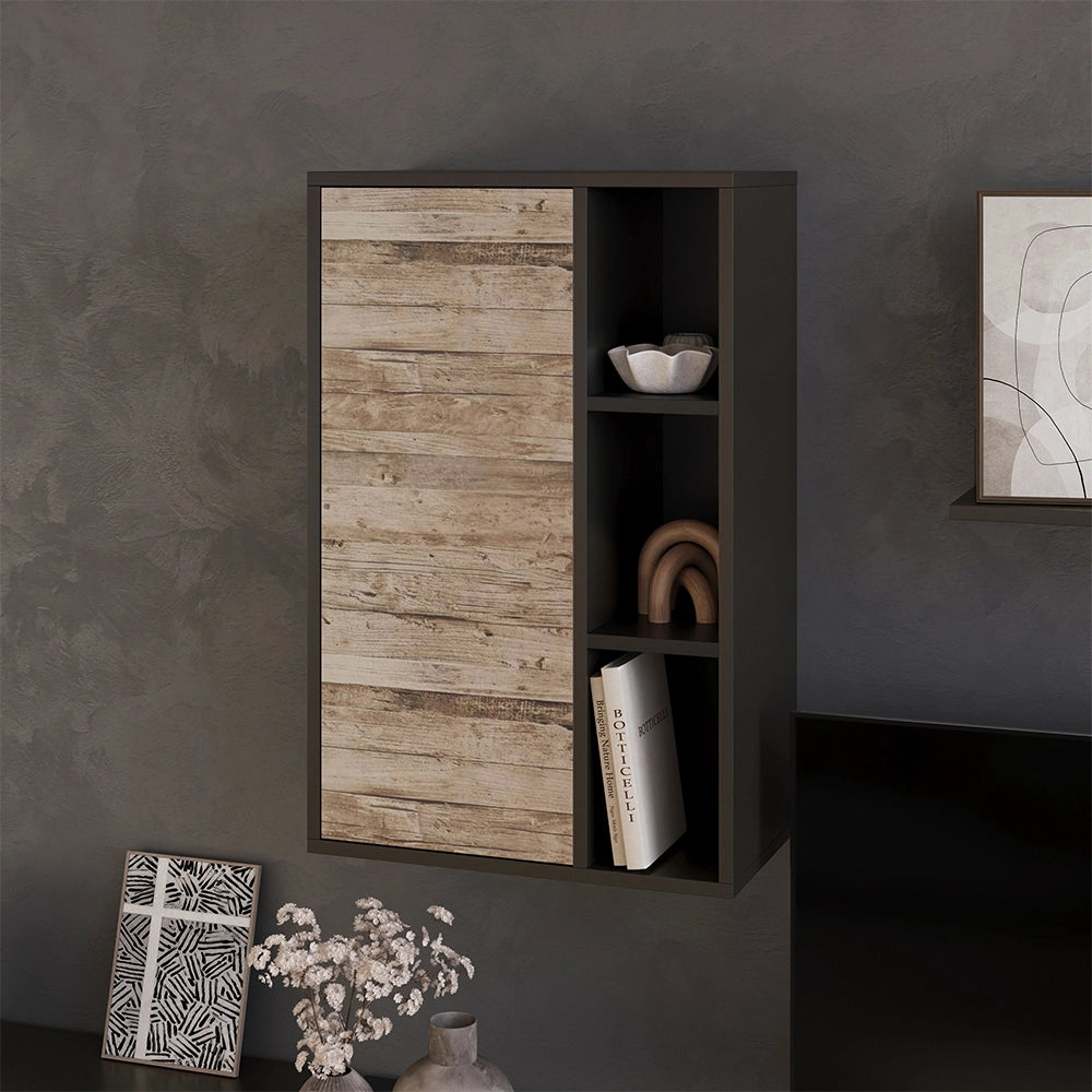 Vicco Libreria da parete Rovere nero/sabbia 50.1 x 78.4 cm con 2 scomparti chiusi