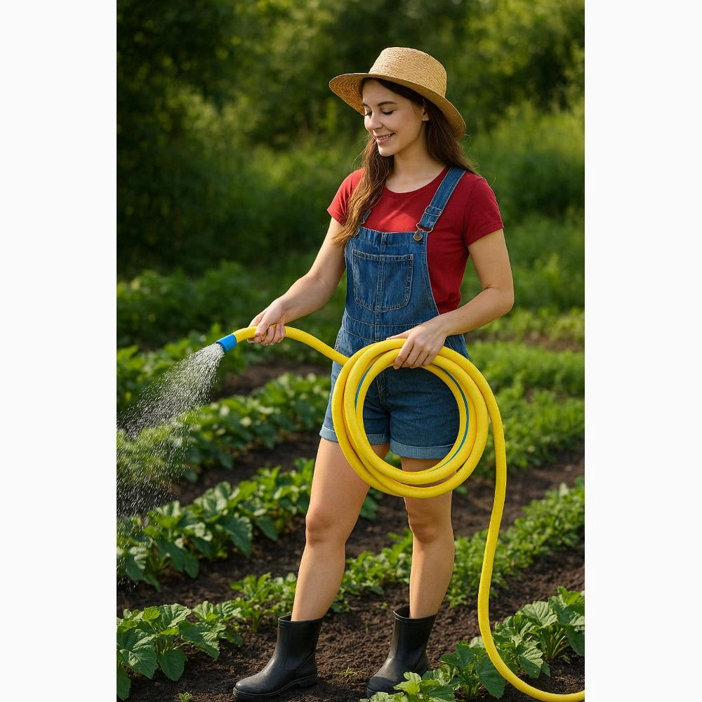 Tubo innaffio per irrigazione 6 strati antitorsione Giallo Flessibile 1" e 1/4" da 25 mt