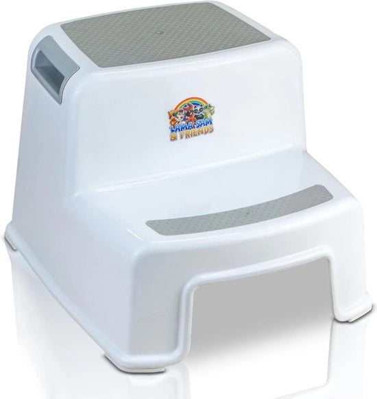 Scaffale per bambini con due livelli, per bambini a partire da circa 18 mesi, con pedane antislittamento grigio