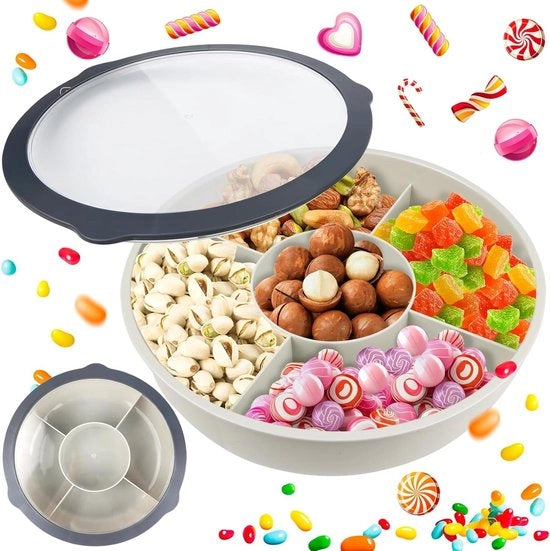 Snackbox con 5 contenitori snackboard con copertura trasparente in plastica - contenitore di conservazione per noci e dessert