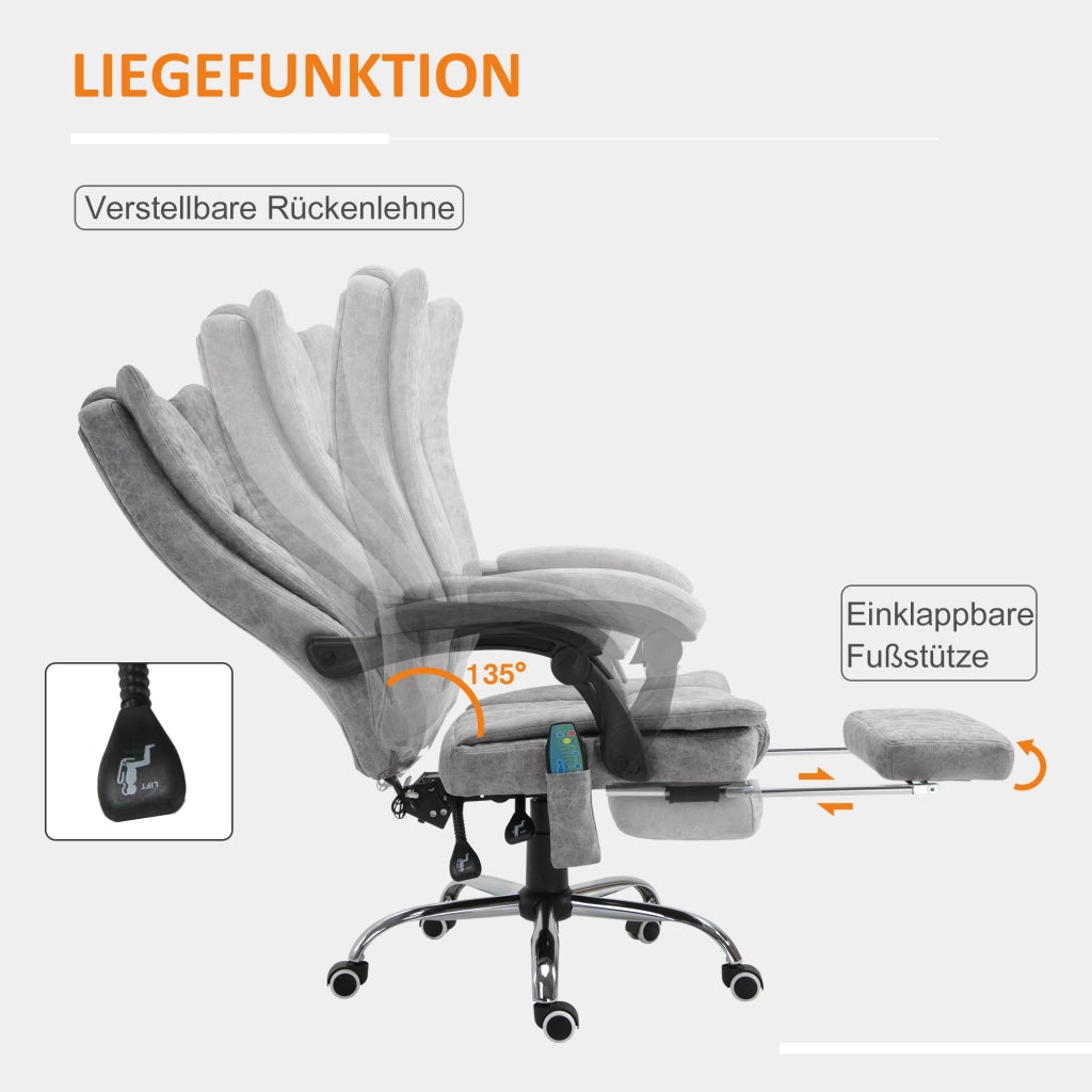 Sedia da ufficio ergonomica con massaggio, riscaldamento e funzione relax ¨C zephmum ¨C Grigio
