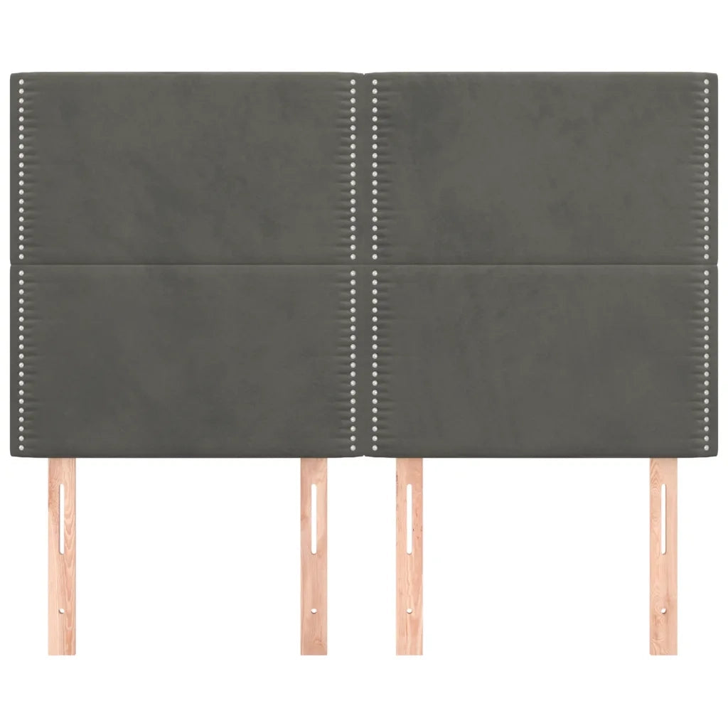 Testiera-Testata Decorativa Grigio Scuro 144x5x118/128 cm Velluto 153078