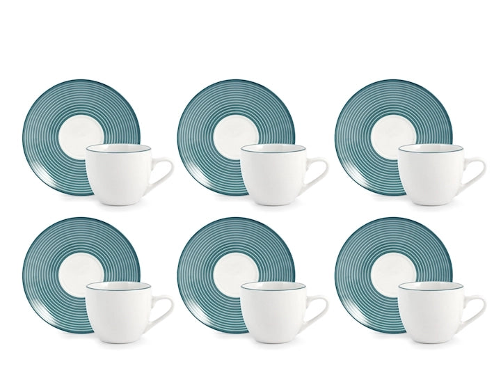 Confezione 6 tazze caffè echo con piatto in porcellana decorata