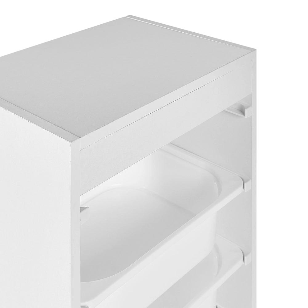 Scaffale a muro unico con 4 cassetti Scatole Camera dei bambini Particle Board Plastica Bianco
