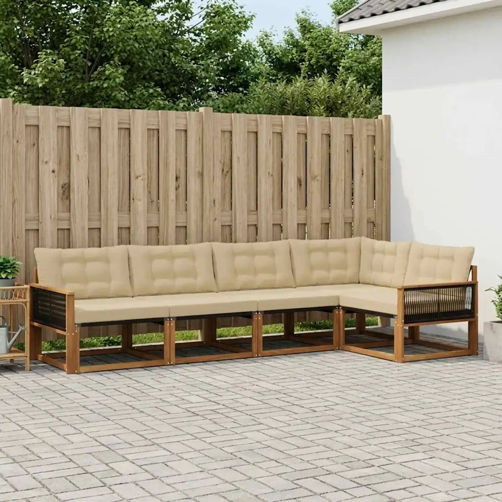 Set di divani da esterno con cuscino 5 pcs Naturale e Beige 3381425