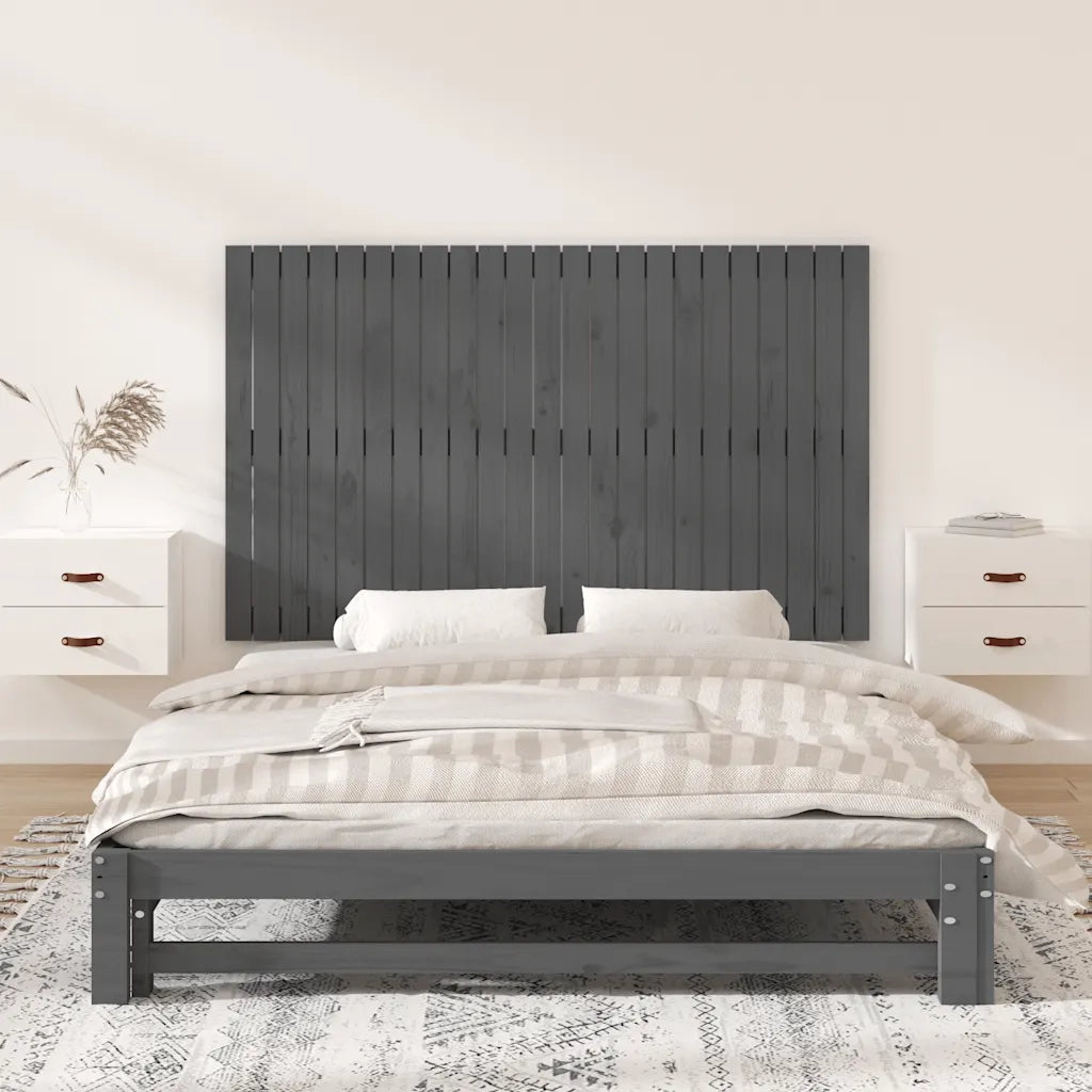 Testiera | Testata da Parete Grigia 147x3x90 cm in Legno Massello di Pino