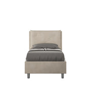 Letto singolo senza rete imbottito 80x210 microfibra sabbia Appia