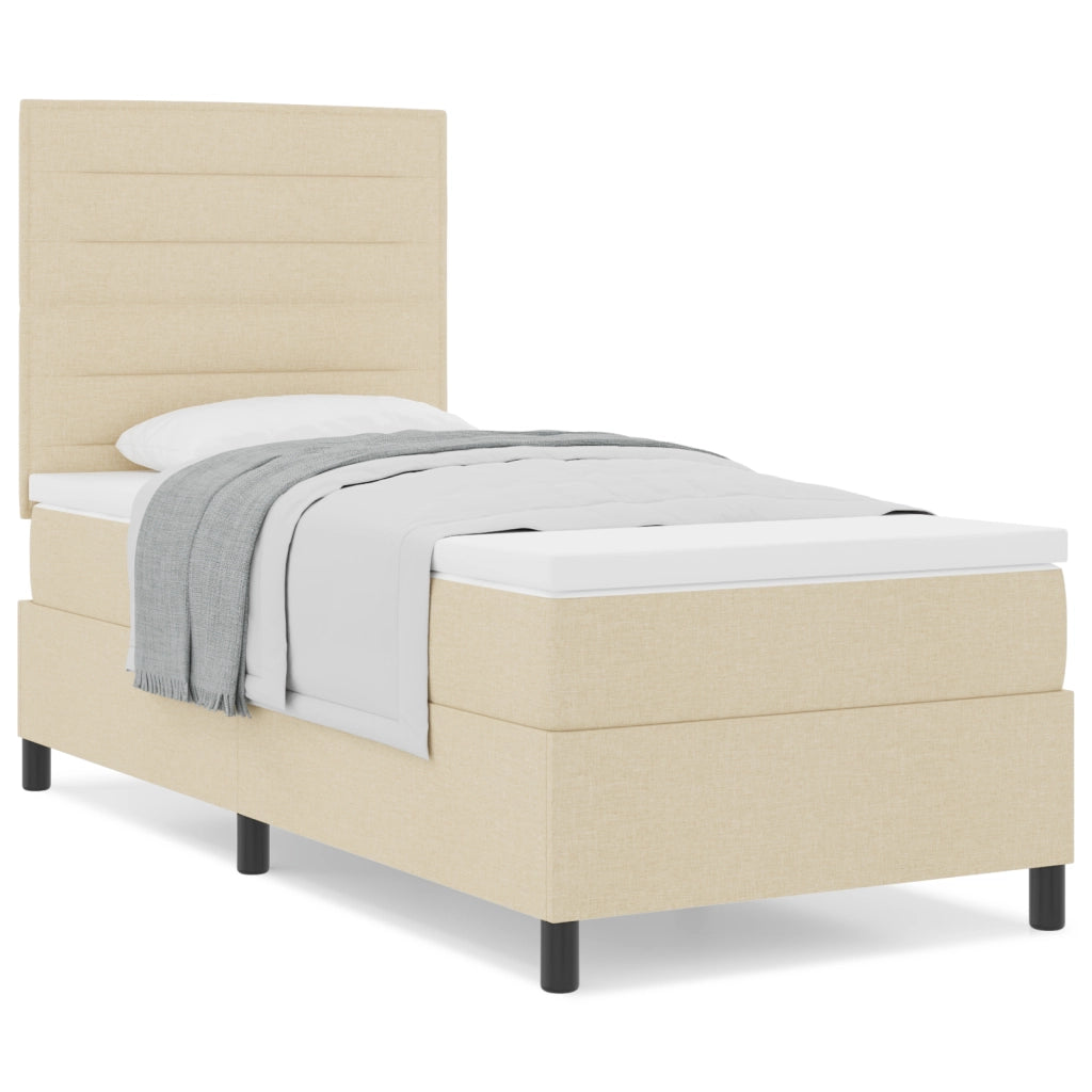 Letto a Molle con Materasso Beige Singolo Tessuto