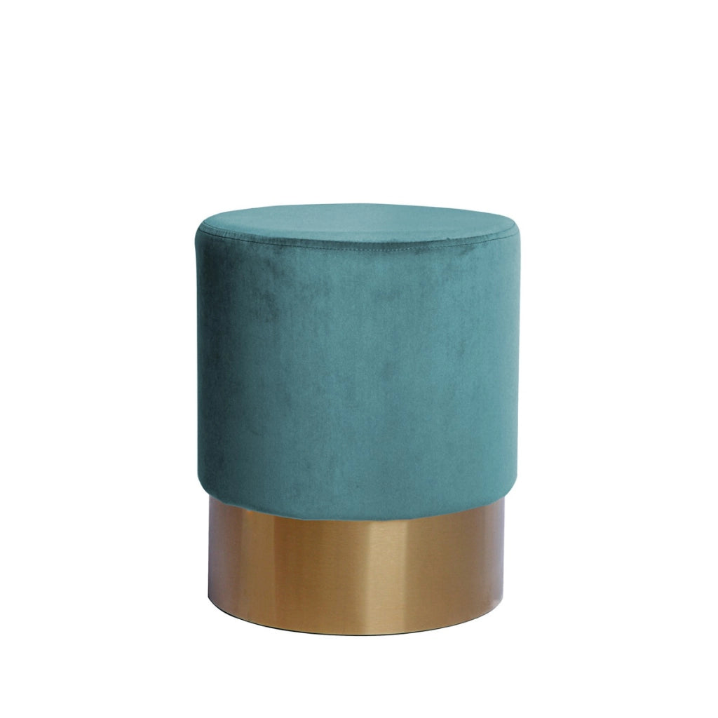 Pouf Nano in Velluto Rosa Antico con Base Oro