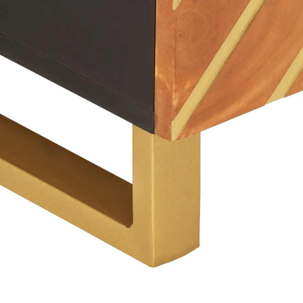 Tavolino da salotto | Tavolino da caff¨¨ | Tavolino da Soggiorno Marrone e Nero 80x50x40 cm Legno di Mango