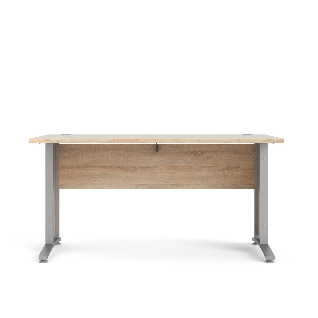 Scrivania Ascorbato, Scrittoio multiuso, Tavolo per ufficio porta PC, Piano di lavoro, 150x80 h75 cm, Grigio e Quercia