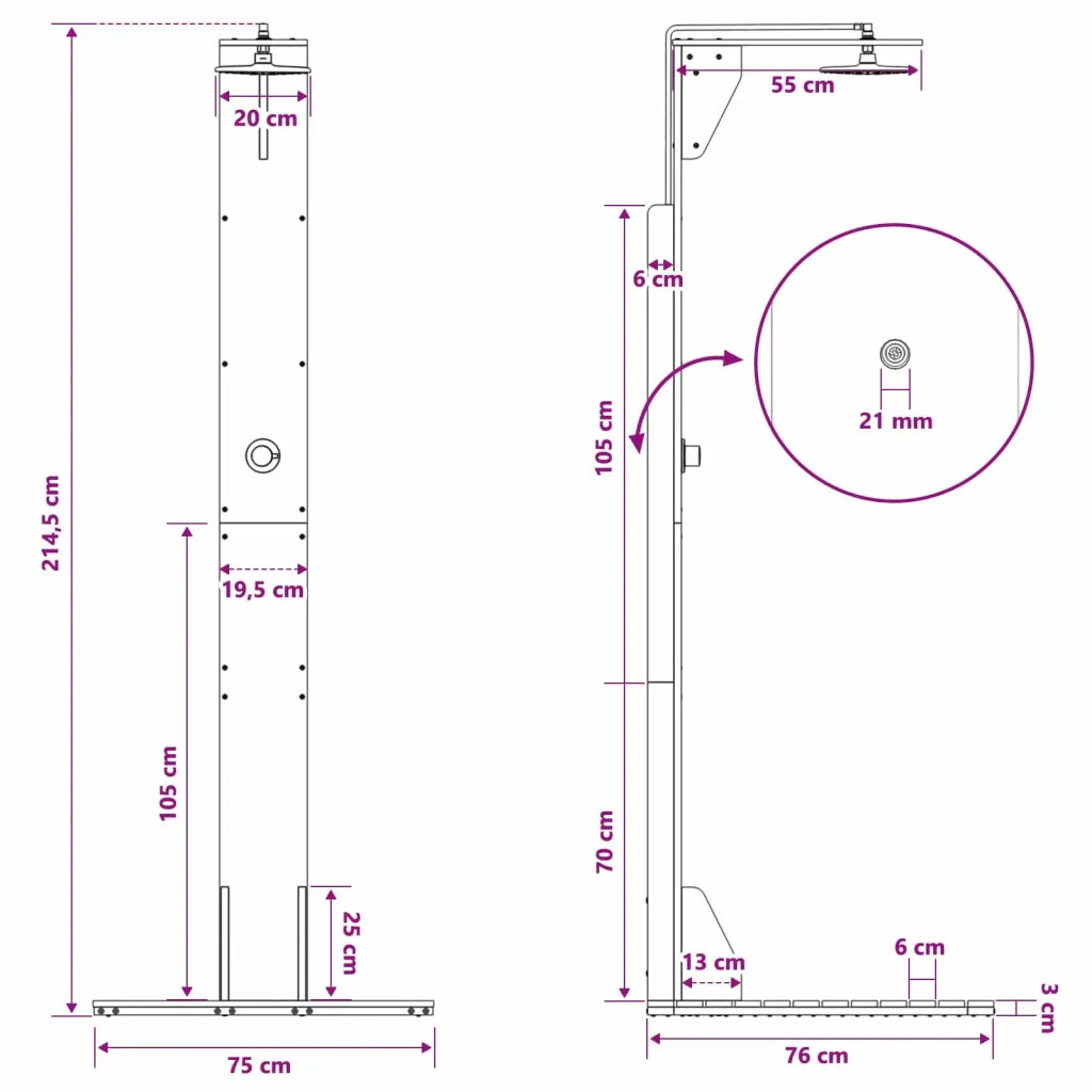 Doccia da esterno 214,5 cm Bianco 886345